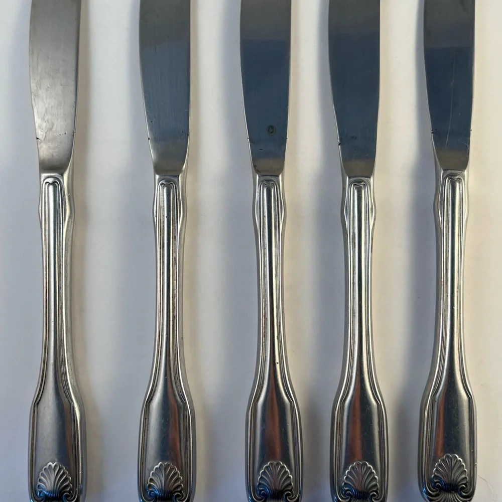 5 Piece Reed & Barton Rebacraft SANIBEL SHELL Stainless Steel Knives Replacement